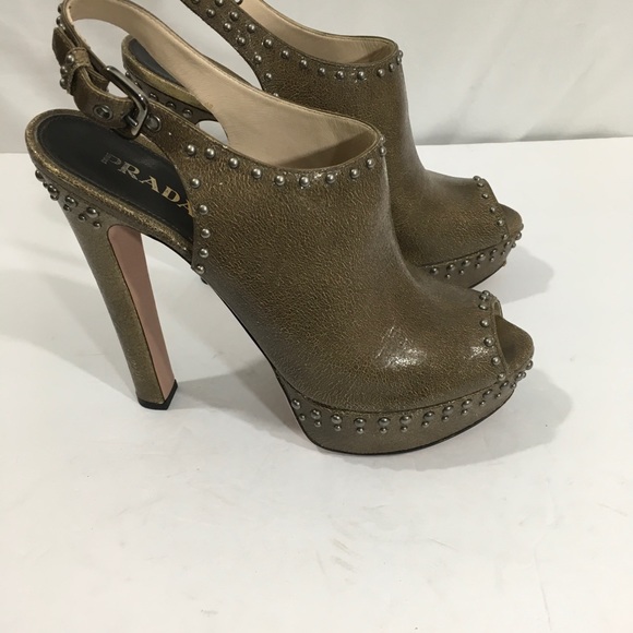 Prada studded platform slingback heels - Picture 3 of 8